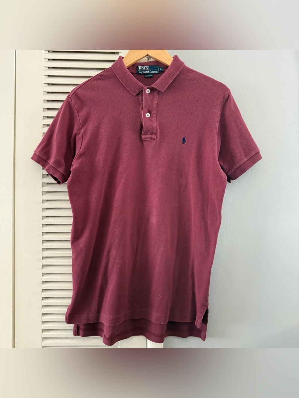 Vintage Polo Ralph Lauren Burgundy Button Up Shirt Sz Large Womens